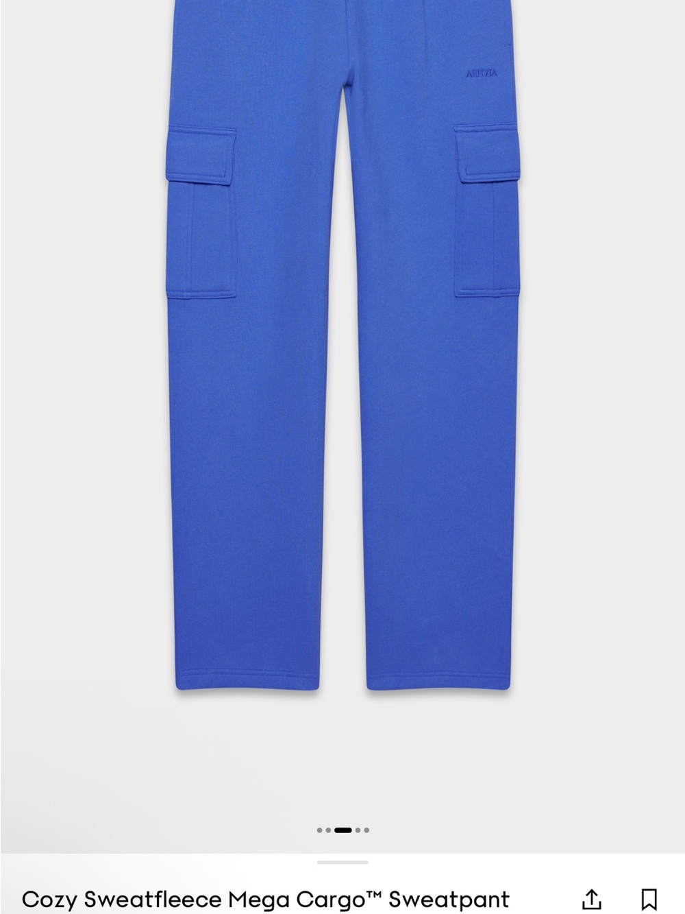 Aritzia Cozy Sweatfleece Mega Cargo Sweatpant - Cobalt